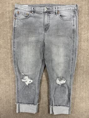 GAP Vintage Slim Mid Rise Distressed Grey Jeans 33 16R